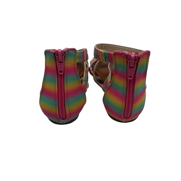 Art Class Pink Purple Yellow Ombre Gladiator Rhinestone Sandals Size 1 Girl’s - Picture 8 of 11